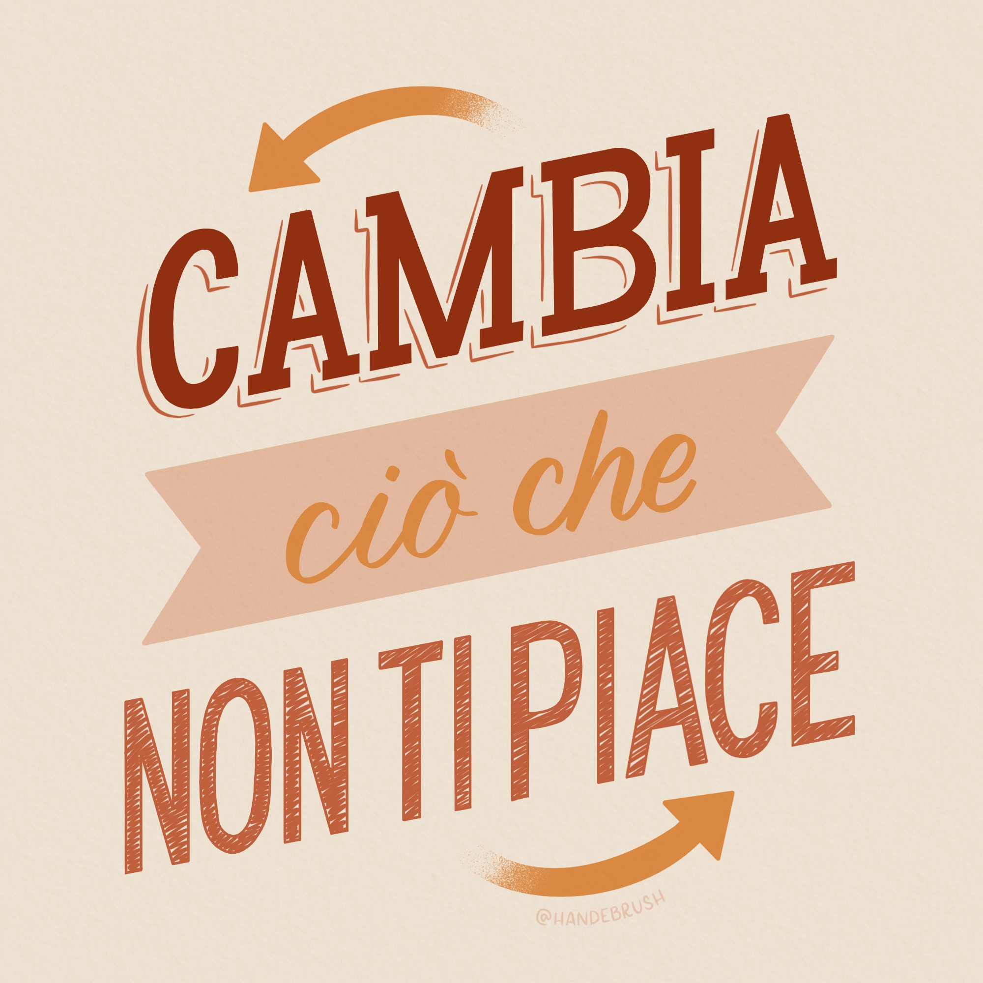 Lettering digitale della frase Cambia ciò che non ti piace