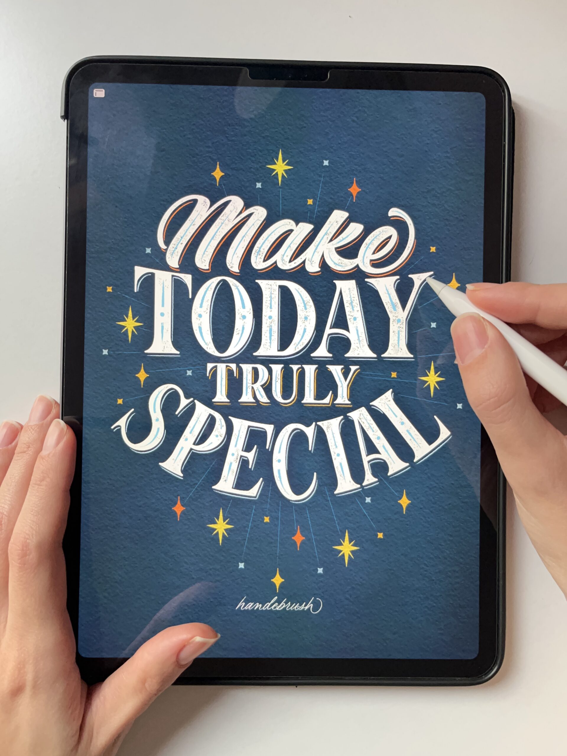 Lettering digitale frase make today truly special disegnato a mano