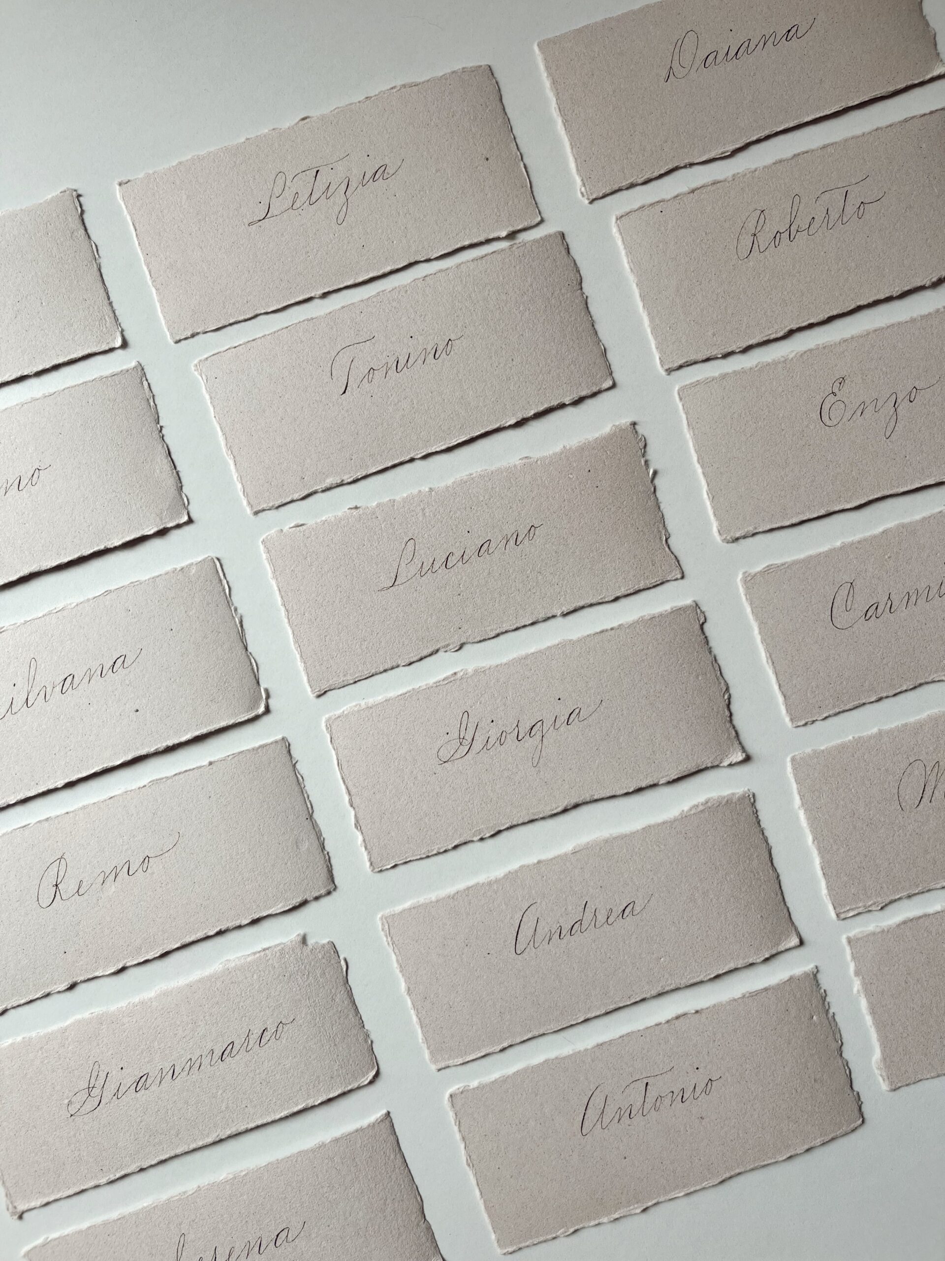 Segnaposti calligrafia carta artigianale